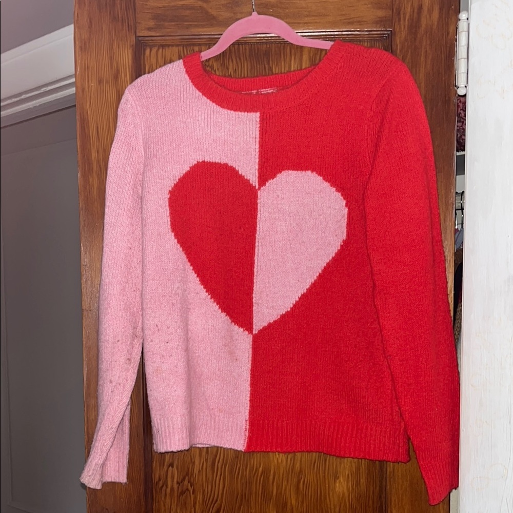 cupcakes & cashmere Two-Tone Heart Sweater